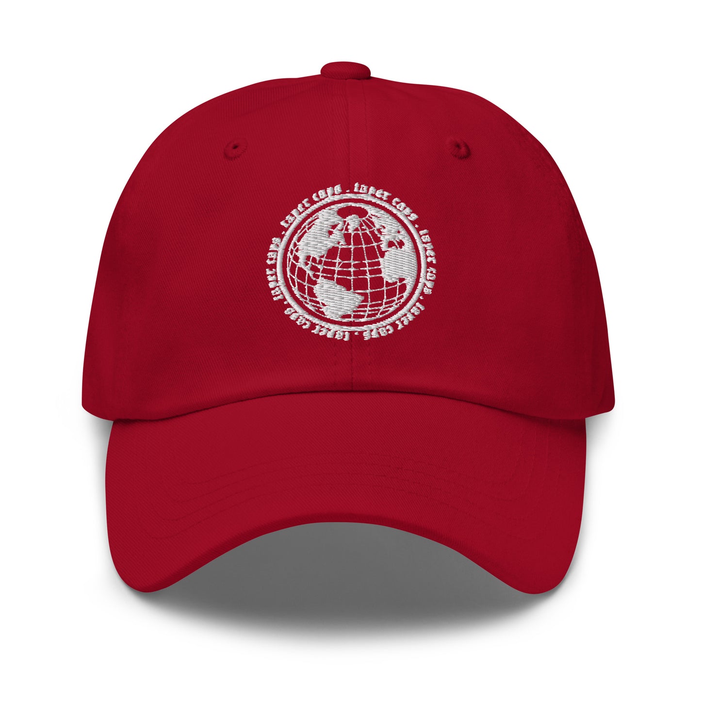 Dad hat Circle Earth White Embroidery